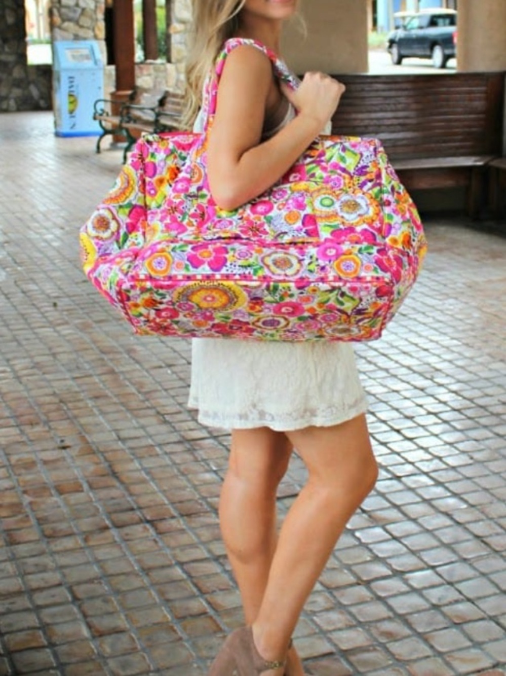 Vera Bradley Floral Quilted Weekender Duffle Bag